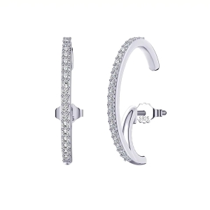 Cercei argint 925, JW1772, model semicerc, placati cu rodiu - Img 1