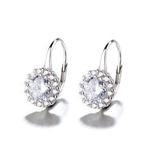 Cercei argint 925, JW714, model elegant rotund, placati cu rodiu - Img 1