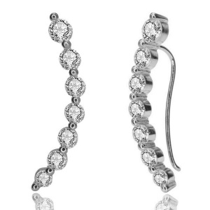Cercei ear cuffs argint 925, JW674, model elegant, placat cu rodiu - Img 1