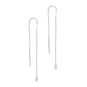 Cercei lungi argint 925, JW1070, model cu zirconiu, placati cu rodiu - Img 1