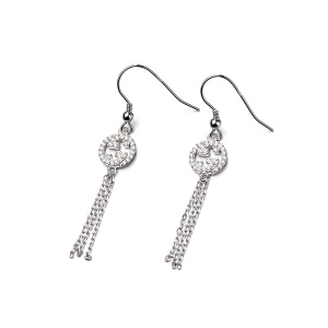 Cercei lungi argint 925, JW709, model elegant, placati cu rodiu - Img 1