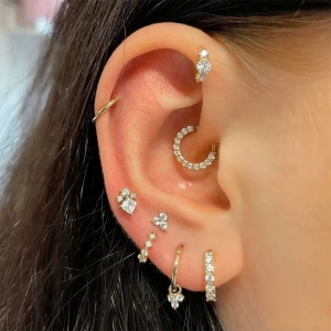 Cercel piercing ureche argint 925, JW1683, model elegant, placat cu rodiu - Img 3