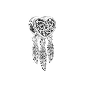 Charm/talisman argint 925, JW1145, model inima si pene, placat cu rodiu - Img 1