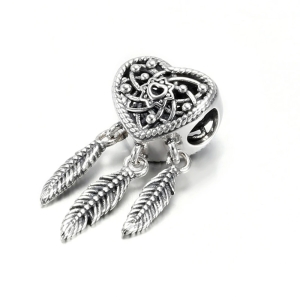 Charm/talisman argint 925, JW1145, model inima si pene, placat cu rodiu - Img 4