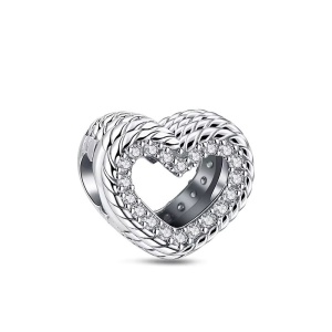 Charm/talisman argint 925, JW1161, model inima, placat cu rodiu - Img 1
