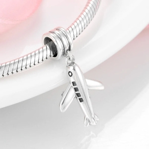 Charm/talisman argint 925, JW1630, model Avion, placat cu rodiu - Img 2
