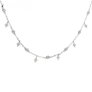 Chocher argint 925, JW1131, model stelute, placat cu rodiu - Img 1
