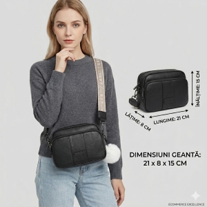 Geanta dama, Miralys GT3345, piele naturala, Negru - Img 2