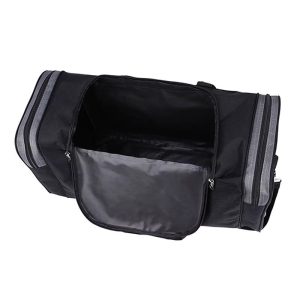 Geantă de călătorie unisex textil, buzunare cu fermoar, curea de umăr, gri - Img 5