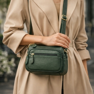 Geanta de dama, Caroline GT3844, piele naturala, Verde - Img 2