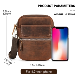 Geanta de umar pentru barbati, Davide GT3840, piele naturala, Maro - Img 3