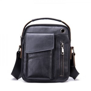 Geanta de umar pentru barbati, Harry GT1402, piele naturala, model negru - Img 2