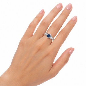 Inel argint 925, JW1845, model elegant cu zirconiu albastru, placat cu rodiu - Img 2
