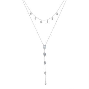 Lantisor argint 925, JW1768, model dublu lung, placat cu rodiu