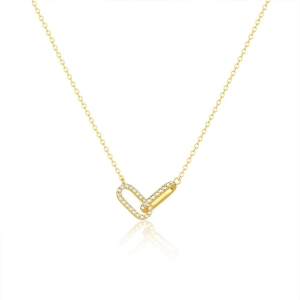 Lantisor argint 925, JW1838, model interconectat, placat cu aur