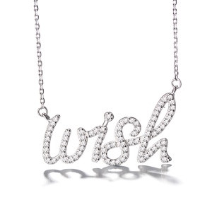 Lantisor argint 925, JW874, model wish, placat cu rodiu - Img 1
