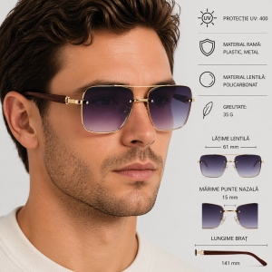 Ochelari de soare unisex, SG192, Gri - Img 2