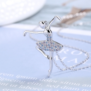 Pandantiv argint 925, JW1596, model balerina, placat cu rodiu - Img 4
