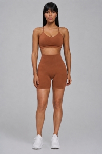 Pantaloni Scurți Sport Seamless Push-Up, LGS18, maro - Img 2