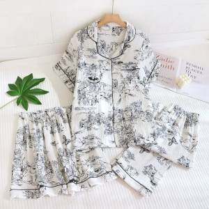 Pijama dama "Minimal Dream" din trei piese, PJ033, Gri - Img 2