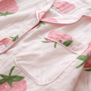Pijama dama "Strawberry" din doua piese, PJ016, Alb - Img 4