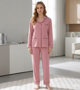 Pijama dama "Warm Love" din doua piese, PJ043, Roz - Img 2