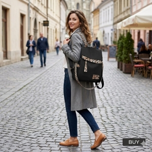 Rucsac dama, Iulissa GT3764, antifurt, Negru - Img 2