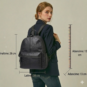Rucsac dama, Kavindra GT2051, piele naturala, Negru - Img 2