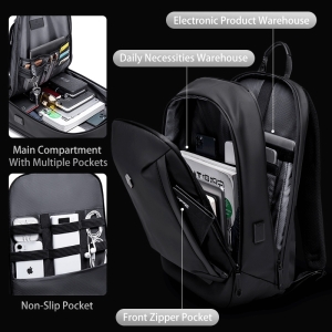 Rucsac pentru barbati, B00443, port USB, Negru - Img 7