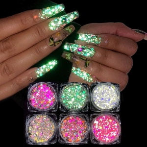 Set 6 sclipici unghii reflective Marquise, GLITTER03, Multicolor - Img 2