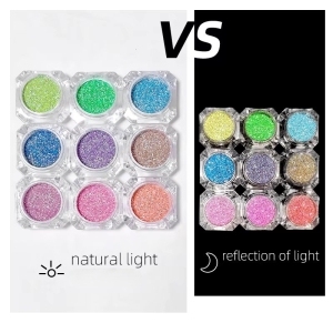 Set 9 sclipici unghii reflective Marquise, GLITTER16, Multicolor - Img 2