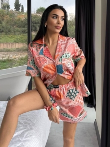 Set pijama dama din doua piese, cu nasturi – 2500153, Color Mosaic - Img 4