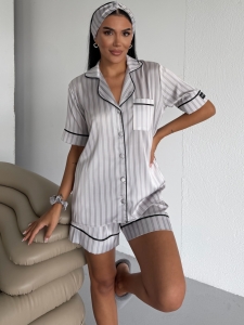 Set pijama dama din doua piese, cu nasturi – 2500167, Gri - Img 5