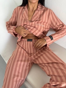 Set pijama dama din doua piese, cu nasturi – 2500295, Peach - Img 5