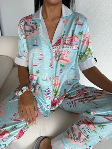 Set pijama dama din doua piese, cu nasturi – 2500384, Summer Riviera - Img 5