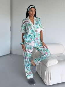 Set pijama dama din doua piese, cu nasturi – 2500387, City Escape
