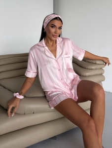 Set pijama dama din doua piese, cu nasturi – 2600045, Roz - Img 5