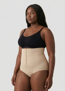 Slip modelator premium cu talie inalta si inchidere reglabila, 53604, bej - Img 3