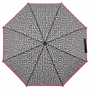 Umbrela pliabila pentru ploaie, 8 spite, diametru 97 cm, UMB070, Neagra cu imprimeu geometric - Img 2