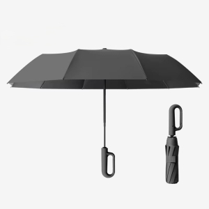 Umbrela pliabila pentru ploaie si soare, 10 spite, diametru 105 cm, protectie UV, UMB013, Neagra - Img 2