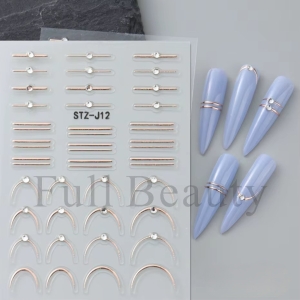 Abtibilduri unghii 3D Marquise, STICKER118, Rose gold