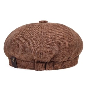 Bască bărbați țesătură herringbone, model newsboy, maro - Img 3