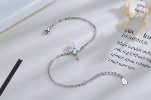 Bratara argint 925, JW632, model fluture, placata cu rodiu - Img 4