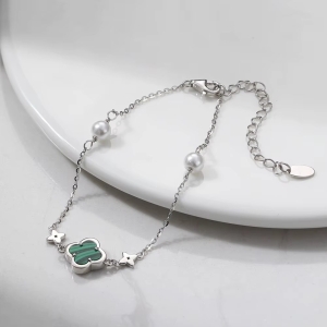Bratara din argint 925 pentru dama, JW1692, model trifoi cu perle, placata cu rodiu - Img 3