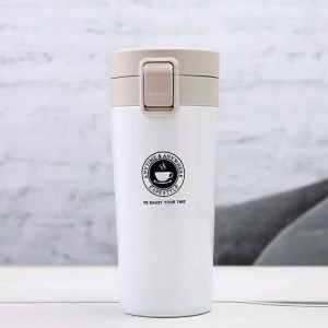 Cana Termos Premium din Inox cu Capac Flip 380 ml, TRM014, Alb