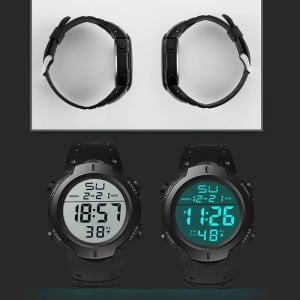 Ceas bărbătesc HONHX digital, curea silicon, afișaj LED, negru CS581 - Img 4