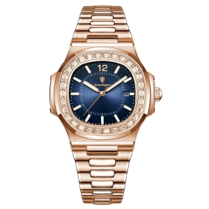Ceas barbatesc Poedagar CS1847, otel inoxidabil, rose gold, cadran albastru - Img 1