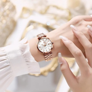 Ceas de dama Olevs CS1648, otel inoxidabil, rose gold, cadran alb - Img 2