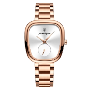Ceas de dama Poedagar CS1893, otel inoxidabil, rose gold, cadran alb - Img 1