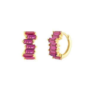 Cercei argint 925, JW1052, model elegant rotund, placati cu aur - Img 1